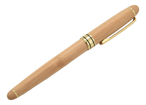 Pluma Estilográfica De Bambú Elegante Y Vintage Con Caja Par