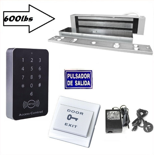Kit Cerradura Electromagnetica 600lbs Con Control De Acceso Y Pulsador