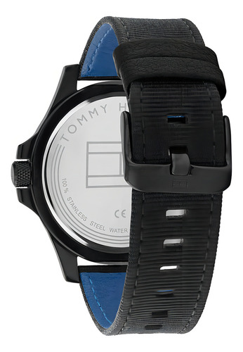 Reloj Tommy Hilfiger Para Hombre De Tela 1791993 Ss Color de la malla Negro Color del bisel Negro Color del fondo Negro