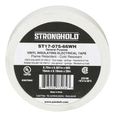 Cinta Eléctrica Panduit Stronghold Aislar Pvc 20.12m Blanco Lisa