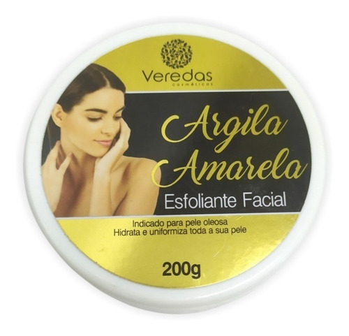 Argila Amarela Esfoliante 200g Limpeza Clareamento Facial Tipo de pele os tipos de pele