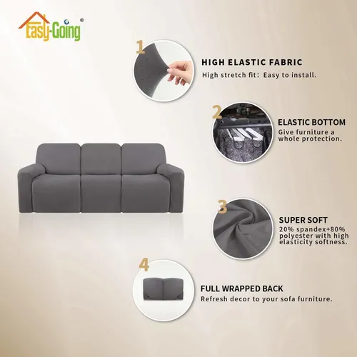 Funda Elastica Microfibra Sofa Reclinable Seccional 3 Cuerpo