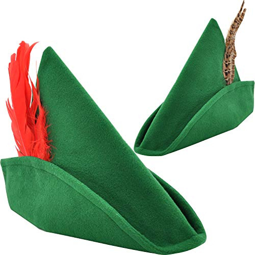 2 Pcs Halloween Field Robin Hood Sombreros Plumas One T...