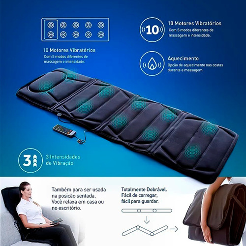Imagem 2 de 9 de Esteira Massageadora Com Aquecimento Relaxmedic 10 Motores
