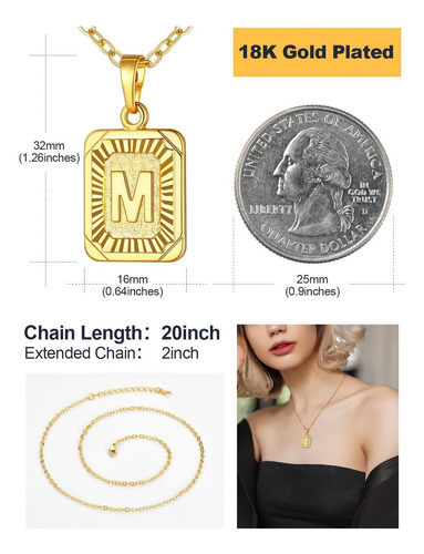 Colar Com Monograma De Ouro U7 A-z 26 Letras, Joias Masculin