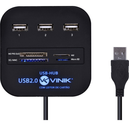Imagem 3 de 6 de Hub Usb 2.0 3portas Portatil Com Leitor De Cartão Memória