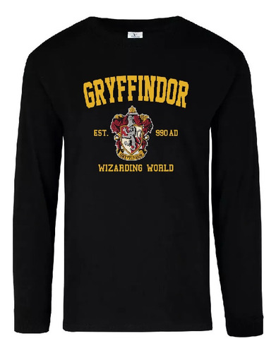 Playera Manga Larga Gryffindor Harry Potter Wizard Varsity