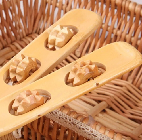 Set 2pzs Manitas Rascadoras Masaje Espalda Mano Larga Bambu Beige