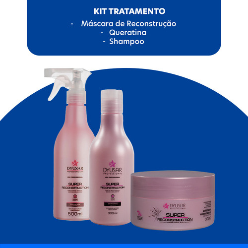 Kit Salão Reconstrução Shampoo + Mascara + Queratina Liquida