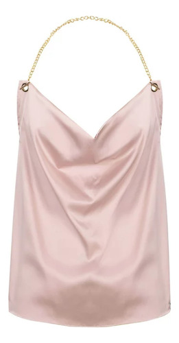 Blusa Top Sexy De Saten Espalda Descubierta Cadena M-102