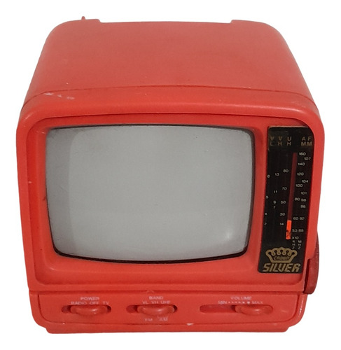 Antiguo Vintage Tv Byn Portatil Silver 15x15x20cm