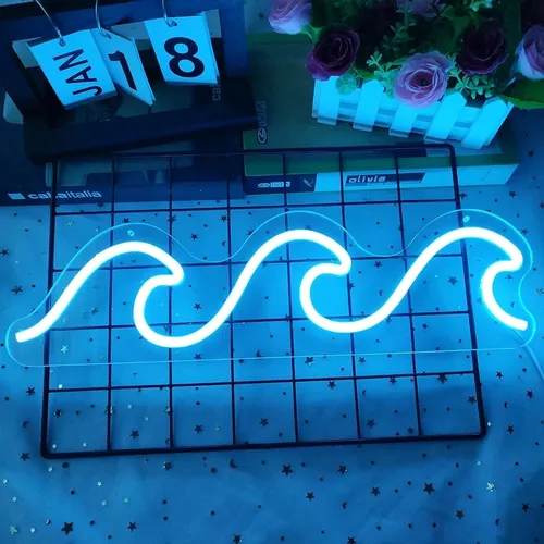 Letreros De Neón De Onda Para Dormitorio Azul Hielo Onda Reg