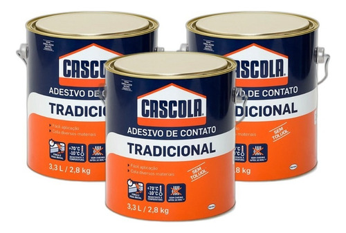 03 Cola Cascola Para Sapateiro Adesivo De Contato 2,8kg