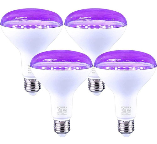 Yqnlifa 4 Pack 15w Led Bombillas De Luz Negra, 385-400nm, Br