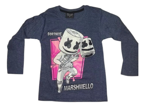 Remera Fornite Mashmello Niño Niña Unisex Manga Larga