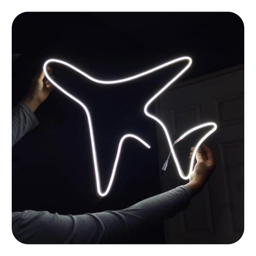 Letrero Avión Agencia De Viajes Luz Neón Led Decorativo 50cm