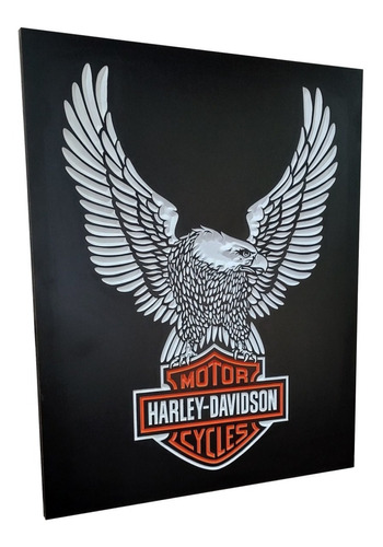 Cuadro Harley Davidson Aguila Motos Tallado Y Pintado | Cuotas sin interés