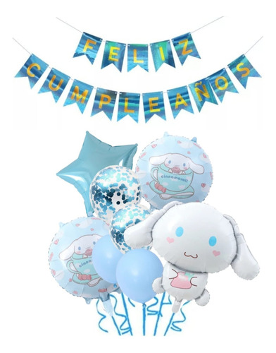 Set Globos Cinnamoroll Con Confeti Con Banderín