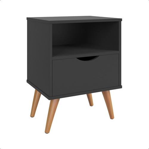 Mesa De Cabeceira Grécia - Pés De Madeira Brilhante Preto