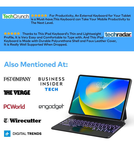 Teclado Magnético Touch Backlit Para iPad Pro 12.9 6gen M2
