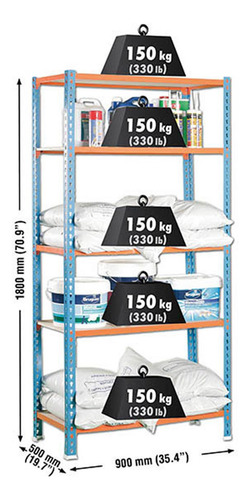 Estanteria Maderclick 5/500 Azul/nja/madera Simonrack