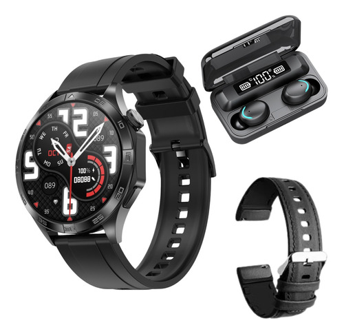 Reloj Smartwatch Hombre Dt5 Mate Auricular F9 2 Mallas Negro