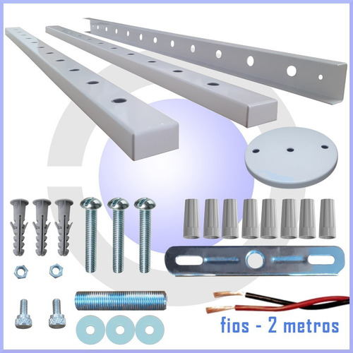Imagem 4 de 6 de Trilho Perfilado Alumínio Extensível 3 Peças Kit Instalação