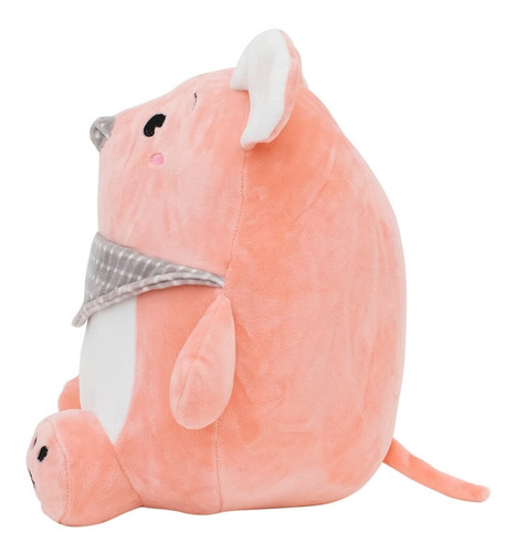 Imagem 3 de 4 de Pelucia Rato Rosa C/lenco Poliester Animal 27 Cm Foffy