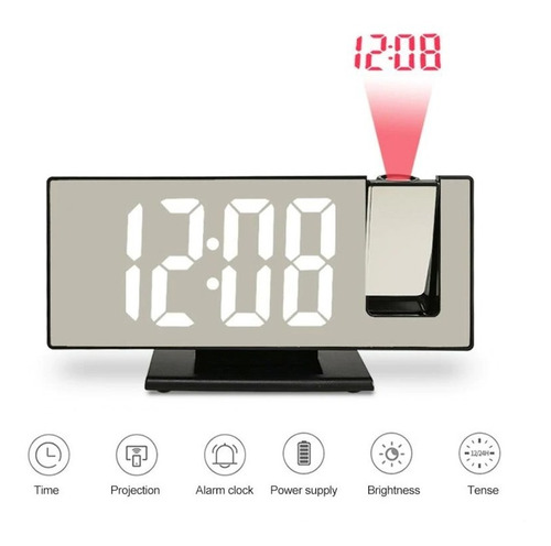 Reloj Despertador Digital Alarma Lcd Proyector Hora Espejo