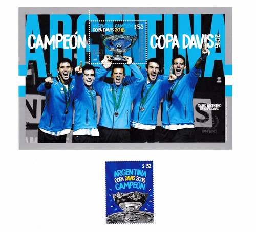 2017 Block Y Sello Argentina Campeon De La Copa Davis 