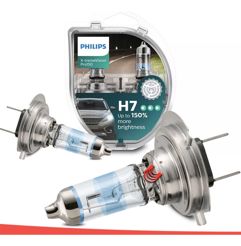 Imagem 2 de 5 de Kit Nova Philips X-treme Vision Pro H7 55w 12v 150% + Luz