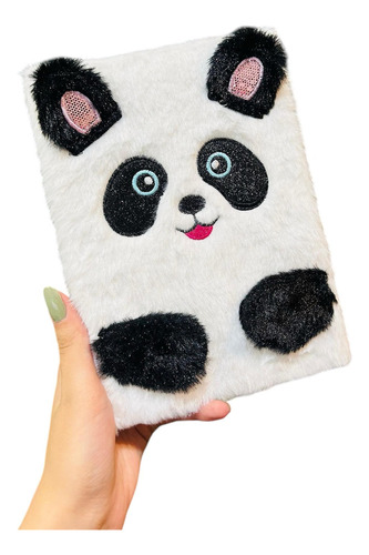 Caderno Agenda Pelúcia 80 Folhas Brochura Capa Dura Panda Panda