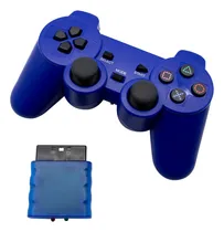 Comprar Control Mando Vibración Inalambrico Compatible Con Ps2 Y Ps1 Color Azul