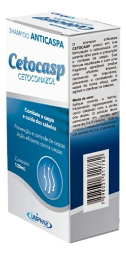 Kit 5 Shampoo Cetoconazol Anticaspa 120ml Cetocasp - Uniphar