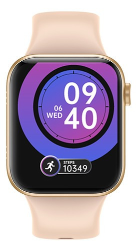 Smartwatch Reloj Inteligente Marca Jd Milan Color Rosa Pantalla 1.96 Con Malla De Silicona Y Bisel Metálico En Color Dorado Con Ip67 Y Spo2