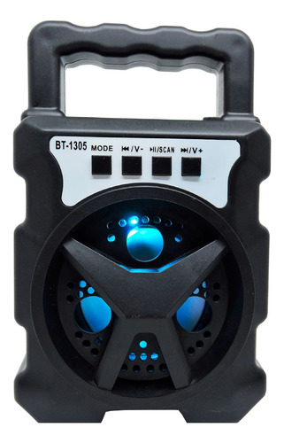 Parlante Bluetooth Portátil Led Inalámbrico Usb Radio Fm Color Negro