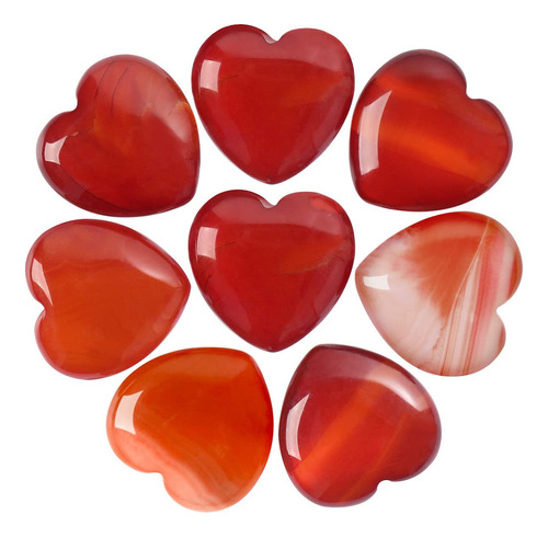 Casmon Juego De 8 Piedras Naturales De Corazón De Ágata Roja