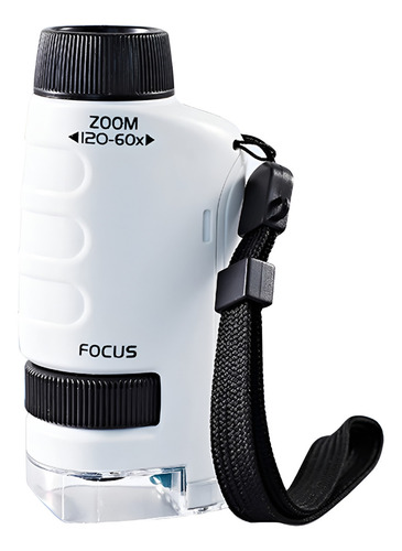 Microscopio Portátil Zoom Enfoque 60-100x Y Luz Led Color Blanco