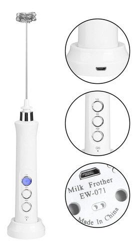 Imagen 5 de 10 de Batidor Eléctrico Usb Para Espumar Huevos, Leche O Café