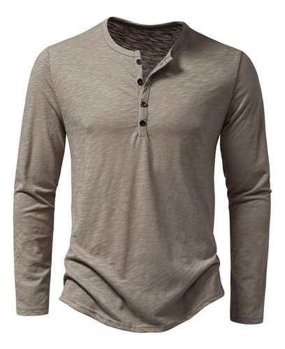Camisa Con Cuello De Algodón, Camisa Casual De Manga Larga