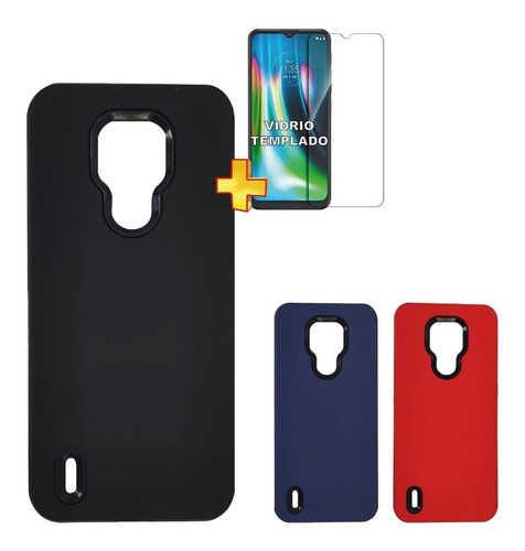 Funda Motorola Moto E7 Protector Reforzado Mas Vidrio 9h