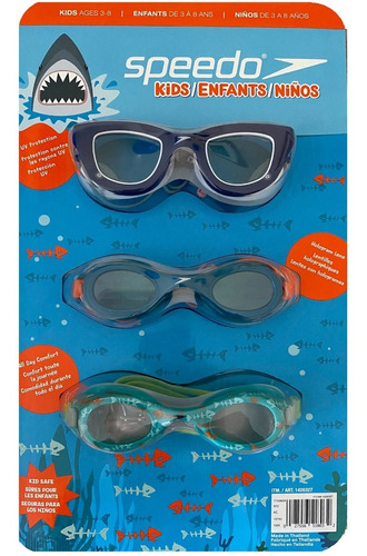 Gafas De Natacion Speedo Niños 3 - 8 Años, Set X 3