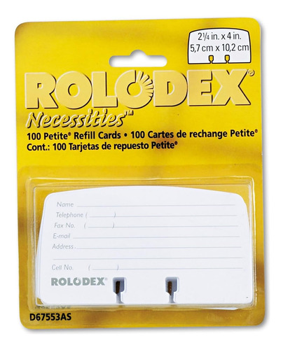 Rolodex 67553 Tarjetas De Recarga Pequeñas 2 1/4 X 4, 100 Ta