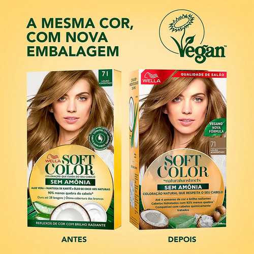 Kit 03 Coloração Soft Color 71 Louro Acinzentado Wella