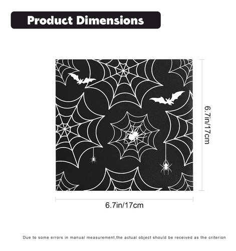 Servilletas De Telaraña De Halloween, 24 Hojas, 6.7 X 6.7 Pu