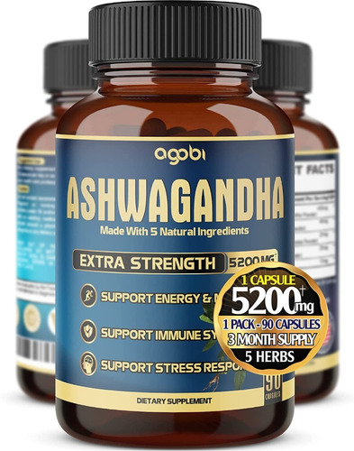 Ashwagandha Organica 1950mg 90 Caps Ansiedad Stress Usa