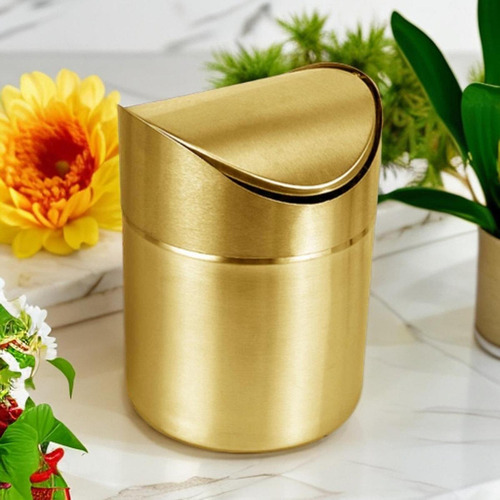 Mini Lixeira De Mesa Lixeira De Aço Inoxidável Minimalista