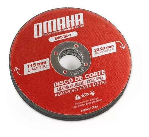 Disco De Corte 115 X 1 Mm 25 Uni Metales Omaha P/amoladora