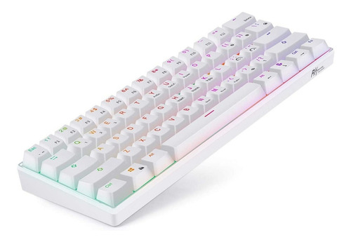 Teclado gamer Royal Kludge RK61 QWERTY Gateron Red inglés US color blanco con luz RGB