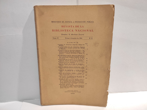 Revista De La Biblioteca Nacional Tomo Iv Num 13 Año 1940